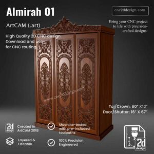 CNC 2D Almirah Design 01 – Wood Carving Digital File (.art), (.dxf) & (.eps)