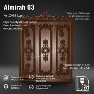 CNC 2D Almirah Design 03 – Wood Carving Digital File (.art), (.dxf) & (.eps)