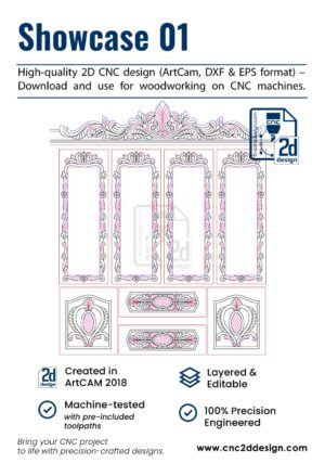 CNC 2D Showcase Design 01 – Wood Carving Digital File (.art), (.dxf) & (.eps)