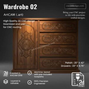 CNC 2D Wardrobe Design 02 – Wood Carving Digital File (.art), (.dxf) & (.eps)