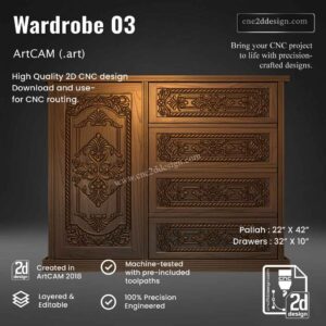 CNC 2D Wardrobe Design 03 – Wood Carving Digital File (.art), (.dxf) & (.eps)