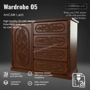 CNC 2D Wardrobe Design 05 – Wood Carving Digital File (.art), (.dxf) & (.eps)