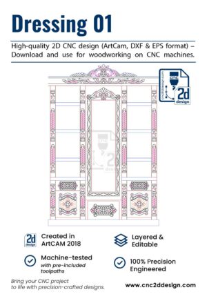 CNC 2D Dressing Design 01 – Wood Carving Digital File (.art), (.dxf) & (.eps)