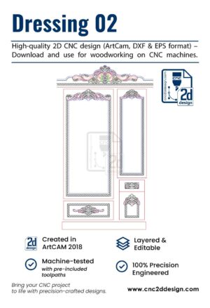 CNC 2D Dressing Design 02 – Wood Carving Digital File (.art), (.dxf) & (.eps)