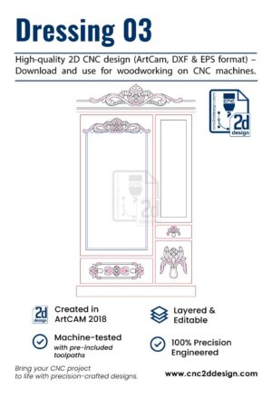 CNC 2D Dressing Design 03 – Wood Carving Digital File (.art), (.dxf) & (.eps)