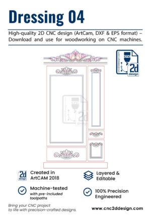 CNC 2D Dressing Design 04 – Wood Carving Digital File (.art), (.dxf) & (.eps)