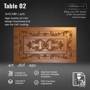 CNC 2D Table Design 02 – Wood Carving Digital File (.art), (.dxf) & (.eps)