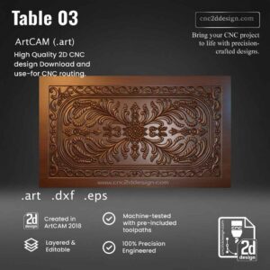 CNC 2D Table Design 03 – Wood Carving Digital File (.art), (.dxf) & (.eps)