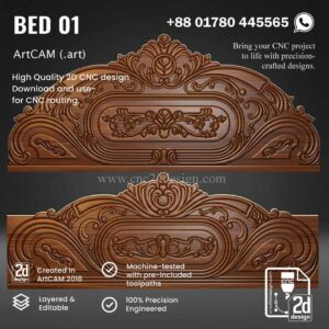 CNC 2D Bed Design 01– Wood Carving Digital File