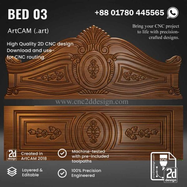 Loop Bed File Design CNC 2D Bed Design 03– Wood Carving Digital File