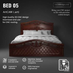 CNC 2D Bed Design 05– Wood Carving Digital File