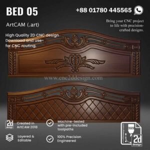 CNC 2D Bed Design 05– Wood Carving Digital File