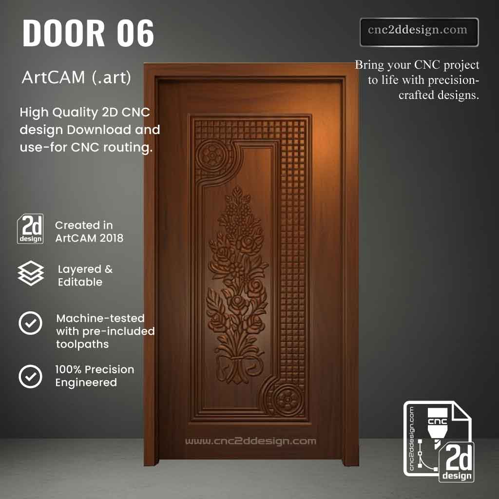 CNC 2D Door Design 06 – Wood Carving Digital File