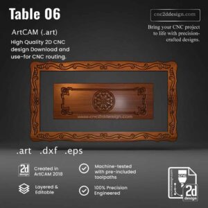 CNC 2D Table Design 06 – Wood Carving Digital File (.art), (.dxf) & (.eps)