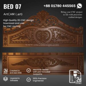 CNC 2D Bed Design 07– Wood Carving Digital File