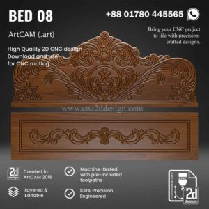 CNC 2D Bed Design 08– Wood Carving Digital File