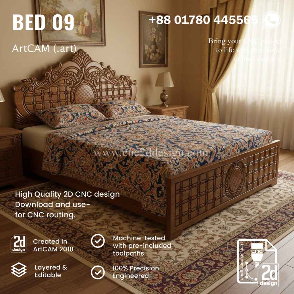 CNC 2D Bed Design 09– Wood Carving Digital File - Image 2