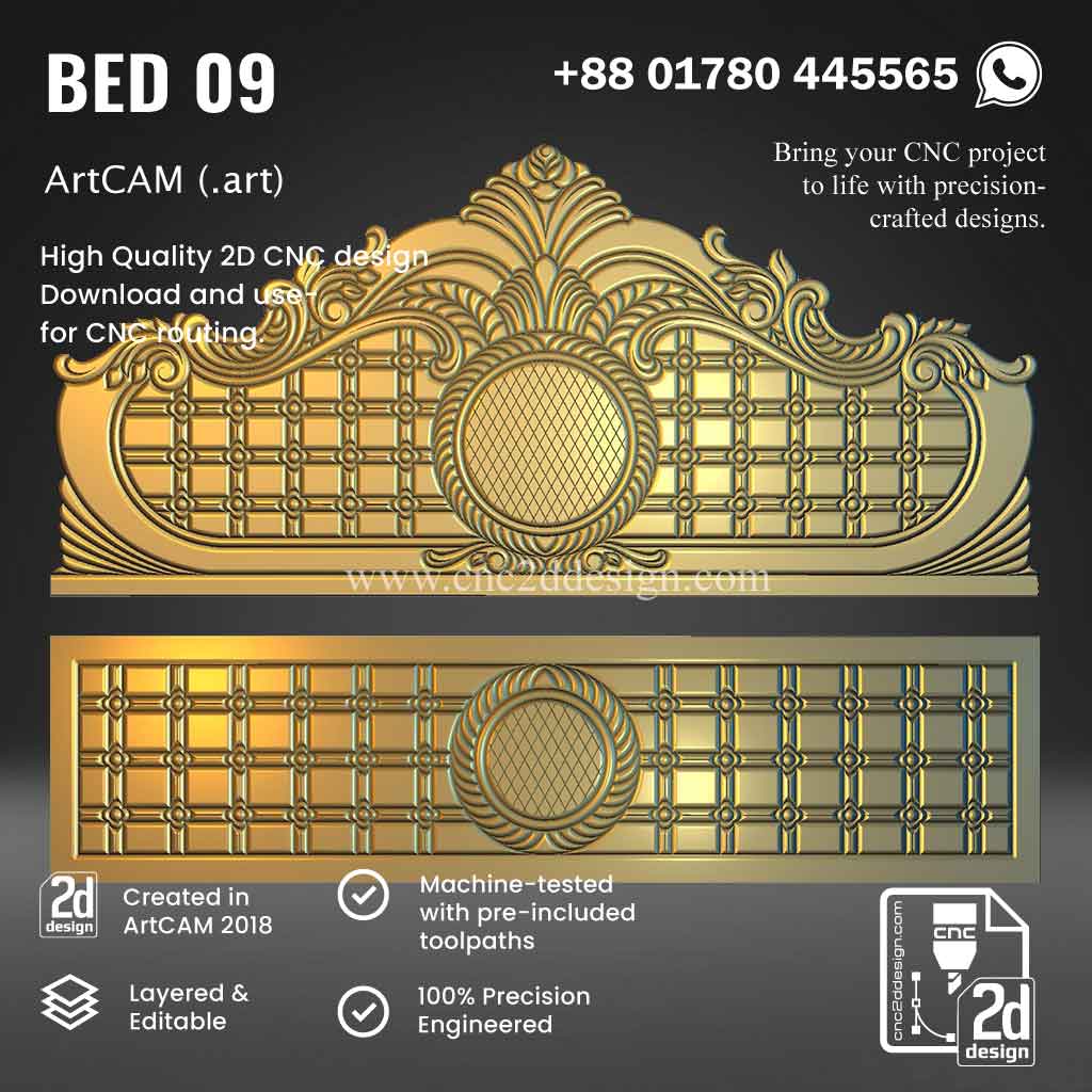 CNC 2D Bed Design 09– Wood Carving Digital File - Image 3