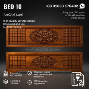 CNC 2D Bed Design 10– Wood Carving Digital File