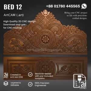 CNC 2D Bed Design 12– Wood Carving Digital File