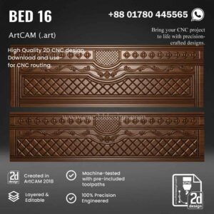 CNC 2D Bed Design 16– Wood Carving Digital File