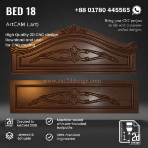 CNC 2D Bed Design 18– Wood Carving Digital File