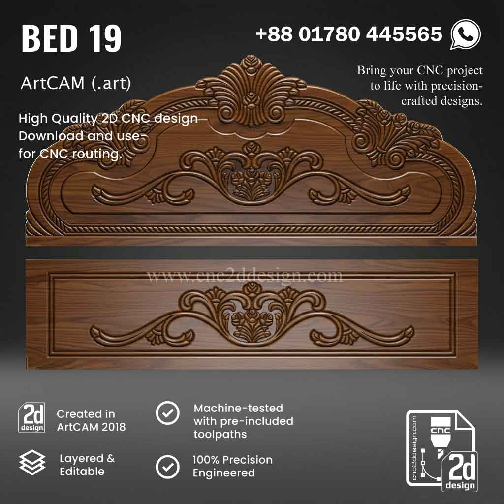 BED 19 – Royal 2D & 2.5D Bed CNC Design File