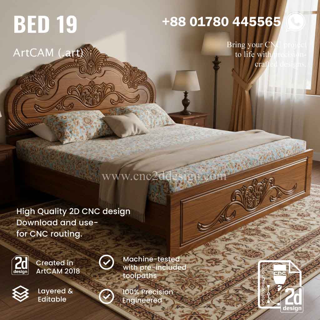 BED 19 – Royal 2D & 2.5D Bed CNC Design File - Image 2