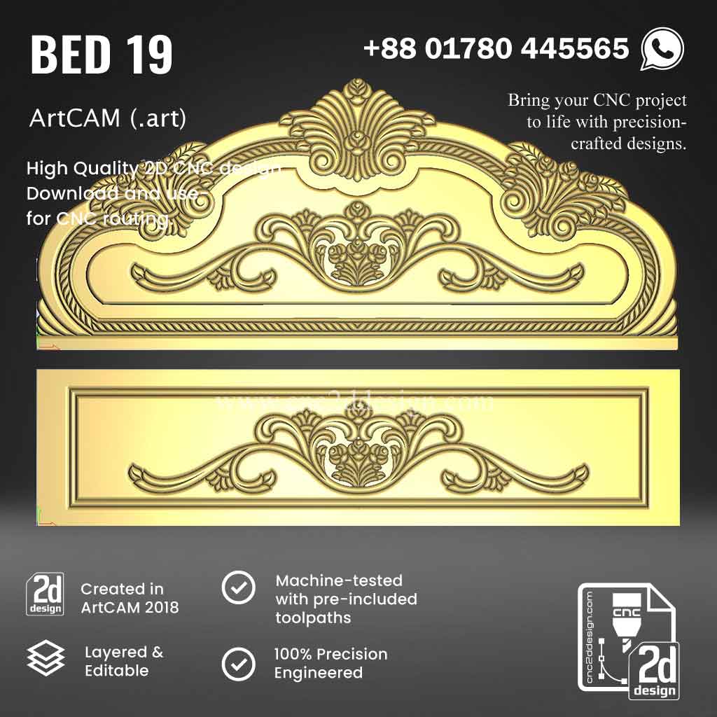 BED 19 – Royal 2D & 2.5D Bed CNC Design File - Image 3
