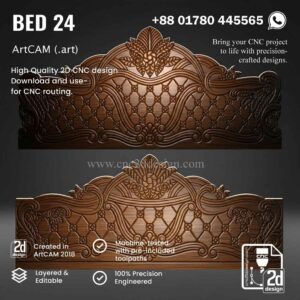 CNC 2D Bed Design 24– Wood Carving Digital File