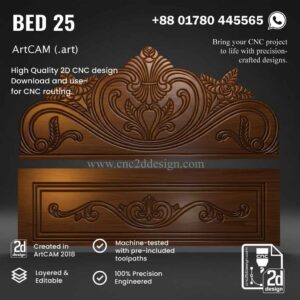 CNC 2D Bed Design 25– Wood Carving Digital File