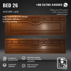 CNC 2D Bed Design 26– Wood Carving Digital File