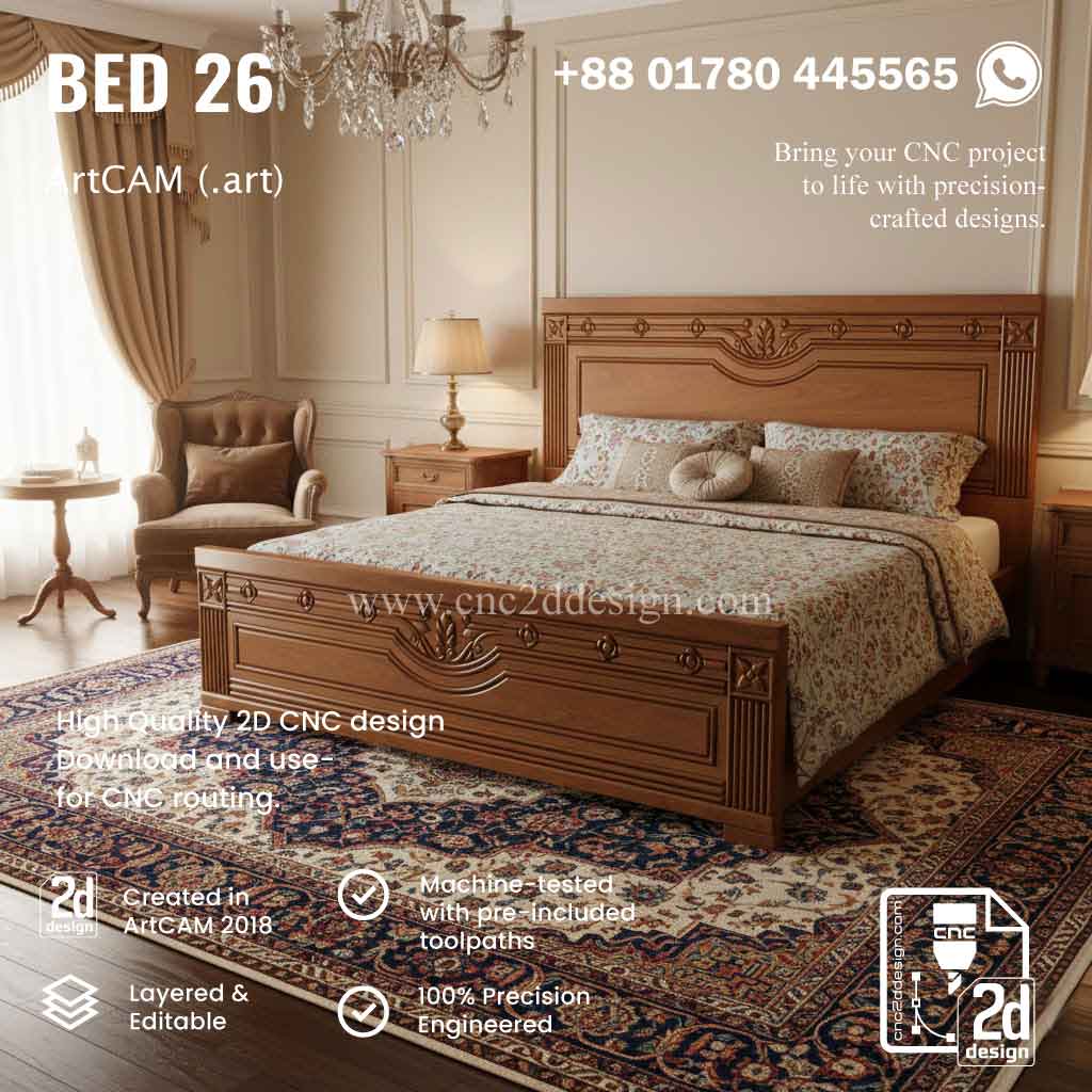 CNC 2D Bed Design 26– Wood Carving Digital File - Image 2