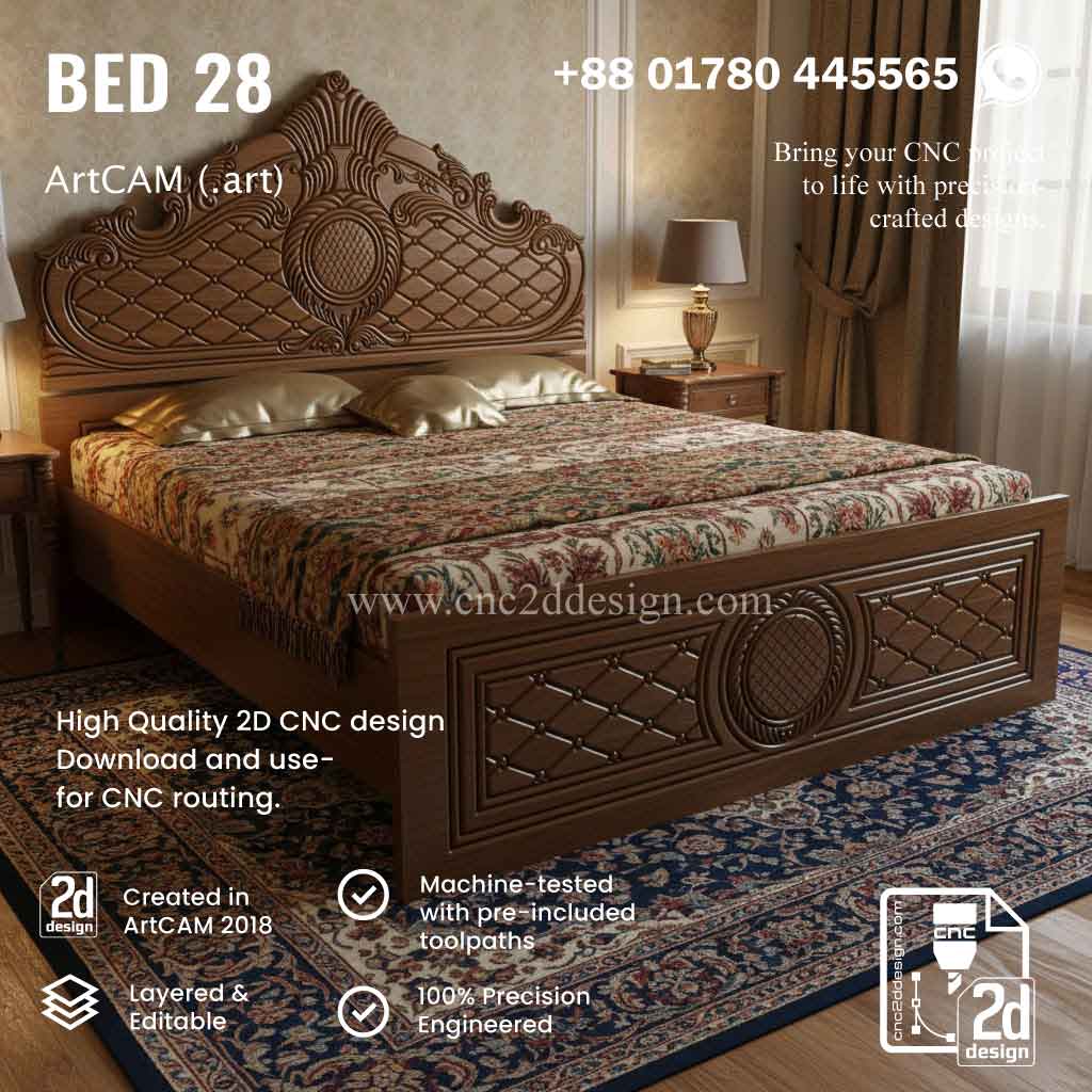 CNC 2D Bed Design 28– Wood Carving Digital File - Image 2