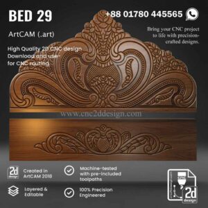 CNC 2D Bed Design 29– Wood Carving Digital File