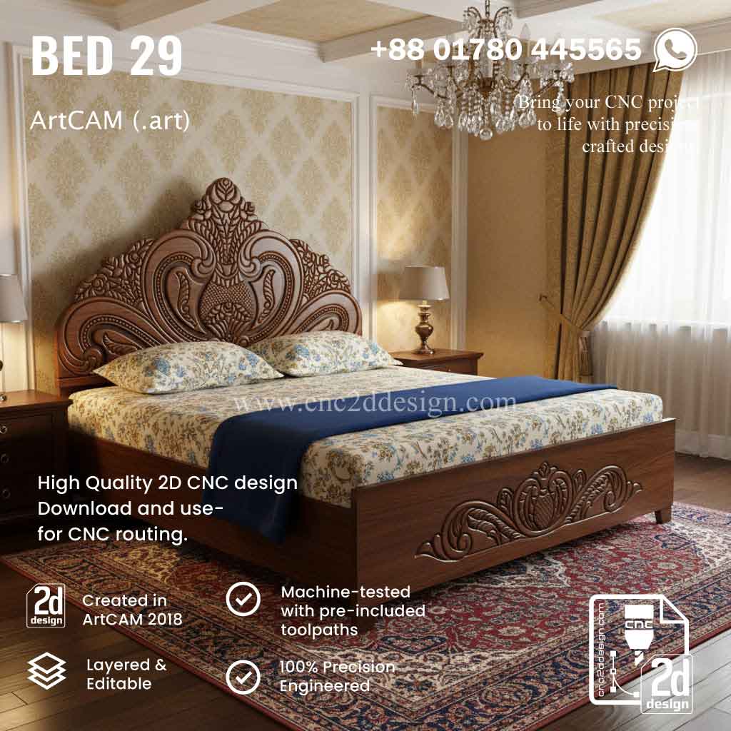 CNC 2D Bed Design 29– Wood Carving Digital File - Image 2