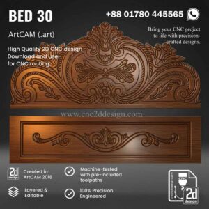 CNC 2D Bed Design 30– Wood Carving Digital File