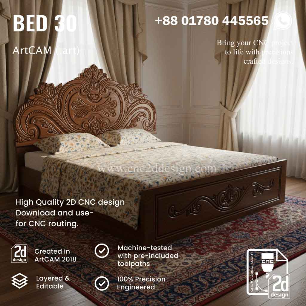 CNC 2D Bed Design 30– Wood Carving Digital File - Image 2