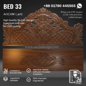 CNC 2D Bed Design 33– Wood Carving Digital File