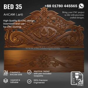 CNC 2D Bed Design 35– Wood Carving Digital File