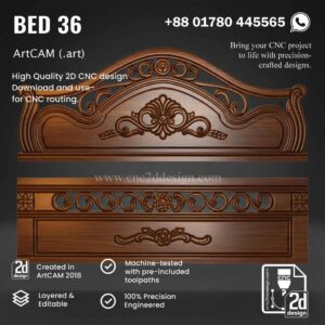 CNC 2D Bed Design 36– Wood Carving Digital File