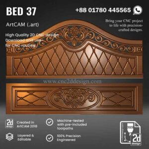 CNC 2D Bed Design 37– Wood Carving Digital File