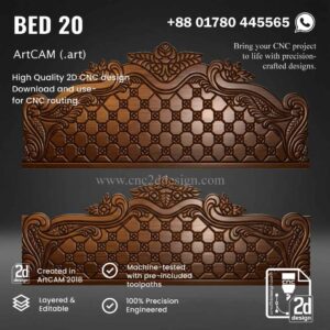 CNC 2D Bed Design 20– Wood Carving Digital File