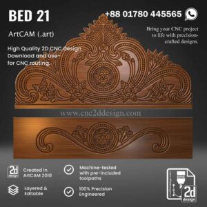CNC 2D Bed Design 21– Wood Carving Digital File