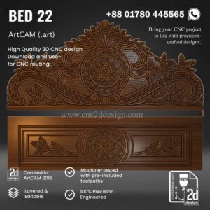 CNC 2D Bed Design 22– Wood Carving Digital File